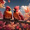 5D Maple Leaf Diamond Art Painting Kits Fall DIY Full Round Drill Bird Diamond Art for Adults Northern Cardinal Diamond Art Painting Crystal Craft Kit